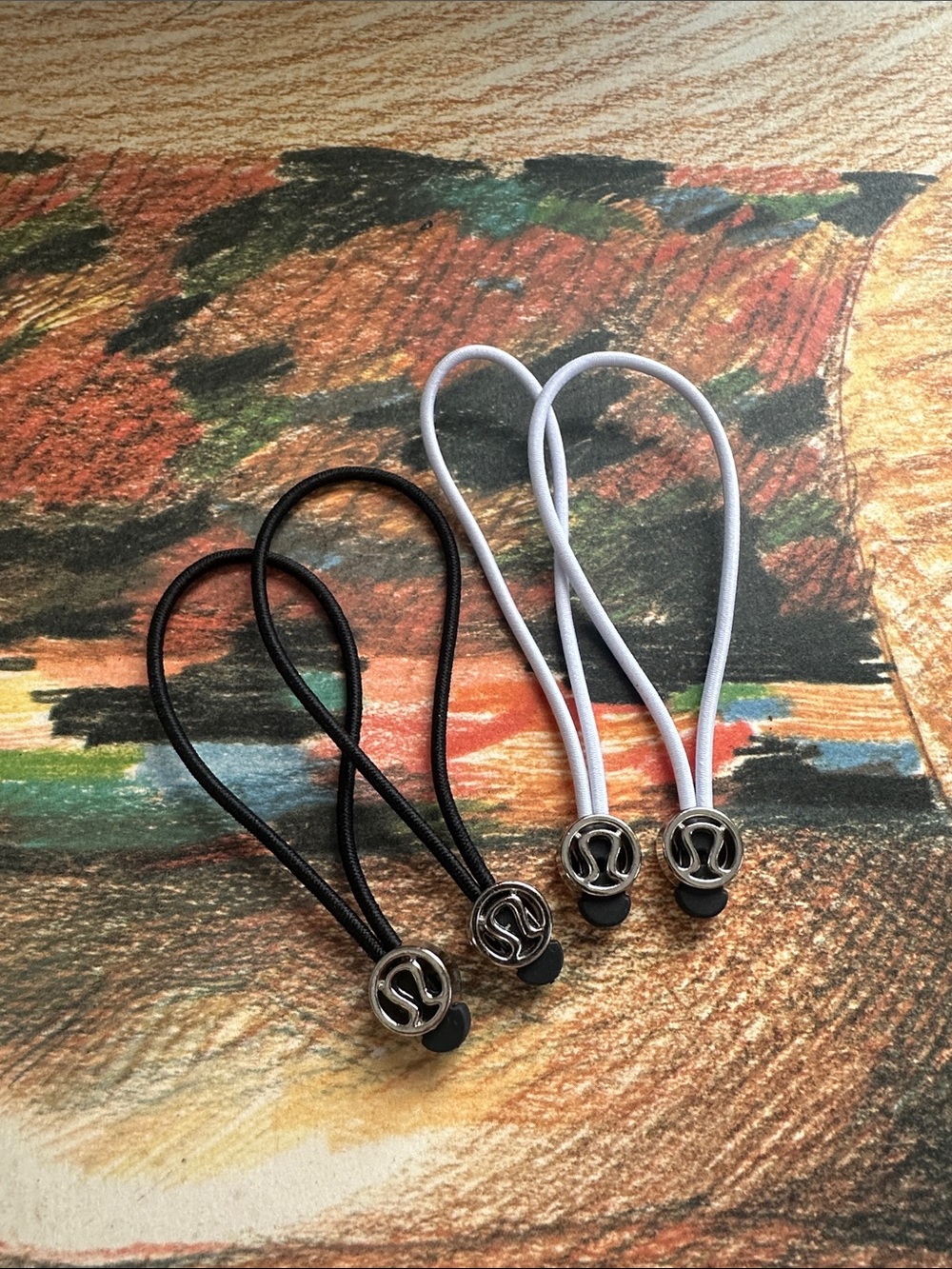 Lululemon zipper pull or Hair Ties - Black and White (Set of 4)